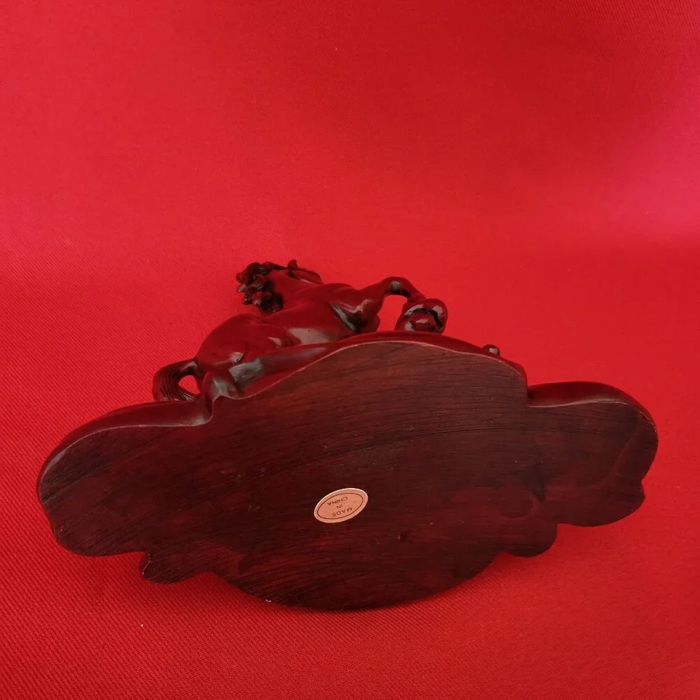 Vintage Carved Cherry Wood Horse Figure Pen Pencil Holder